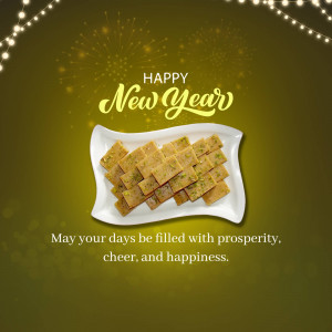 Happy New Year With Traditional Sweets Banner For Twitter