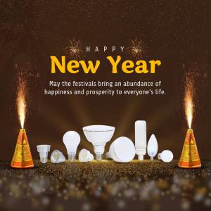 New Year greeting with light bulbs and festive decorations