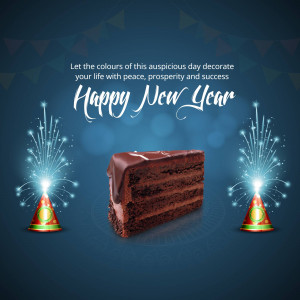 Happy New Year Chocolate Cake Promotional Banner For Google Business Profile