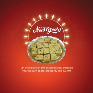 Happy New Year With Traditional Sweets Banner For WhatsApp
