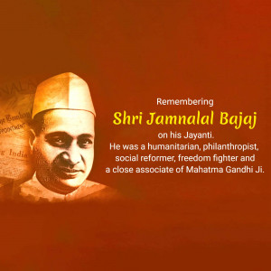 Shri Jamnalal Bajaj Jayanti Poster For Instagram