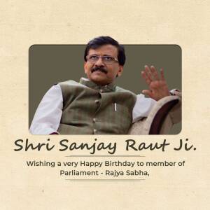 Portrait of Sanjay Raut with birthday wishes