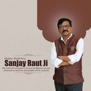 Portrait of Sanjay Raut with birthday greetings
