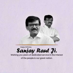 Image of Sanjay Raut with a birthday greeting.