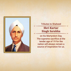 Shaheed Kartar Singh Sarabha - Martyrdom Day Tribute Image For LinkedIn