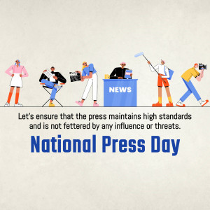 Illustration depicting journalists and media professionals with the text 'National Press Day'