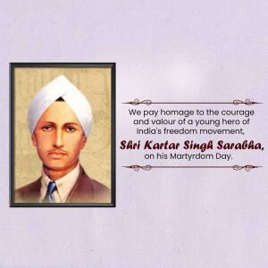 Martyrdom Day Of Kartar Singh Sarabha Promotional Banner For Twitter