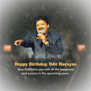 Udit Narayan Birthday Wish Banner For Telegram