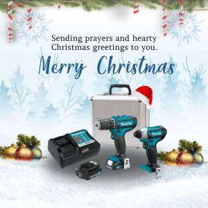 Makita power tools set with Christmas decorations