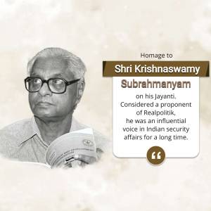 Portrait of Shri Krishnaswamy Subramanyam, a proponent of Realpolitik