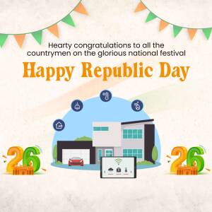 Happy Republic Day Smart Home Illustration Post For Telegram