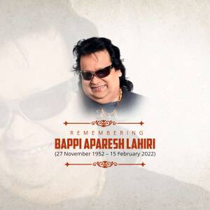 Portrait of Bappi Lahiri with remembrance text
