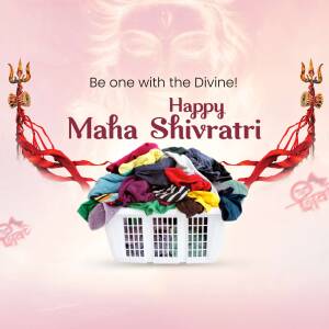 Maha Shivratri greeting with laundry basket and Shiva elements