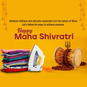 Maha Shivratri greeting with laundry items and religious symbols