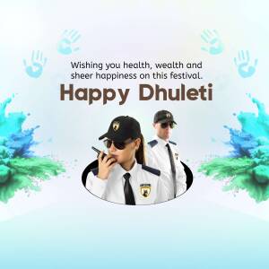 Dhuleti festival greeting with security personnel in sunglasses