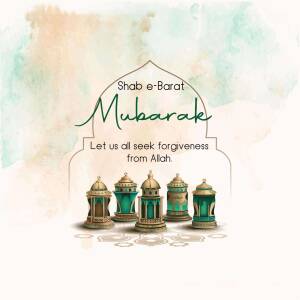 Shab-e-Barat Mubarak with lanterns and calligraphy