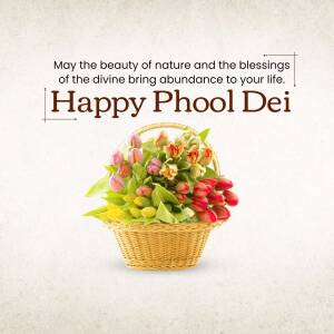 Basket of flowers with Phool Dei greeting