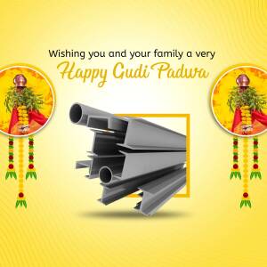 Gudi Padwa greeting with steel structure illustration