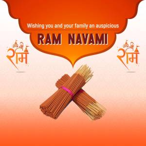 Ram Navami festive greeting with incense sticks and traditional symbols