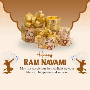 Ram Navami greeting with gifts and festive decorations