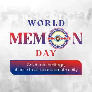 World Memon Day logo with text and emblem