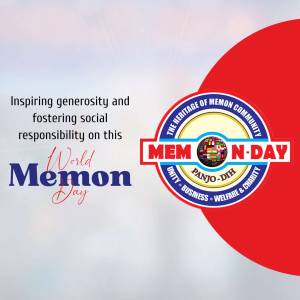 Memon Day logo with text promoting generosity and social responsibility