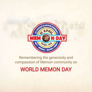 World Memon Day logo with text and community message