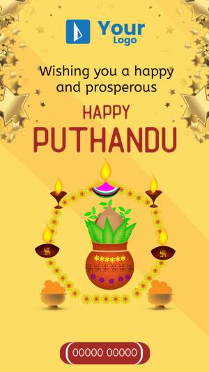 Puthandu greeting card with traditional decorations