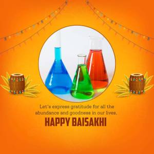 Baisakhi greeting with science and harvest elements