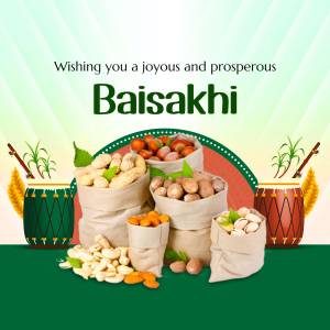 Baisakhi festival greeting with traditional harvest elements