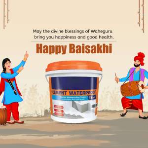 Baisakhi greeting with a cement waterproof bucket illustration