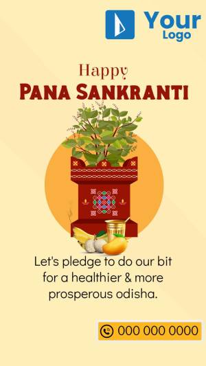 Pana Sankranti festival greeting with traditional Odia elements