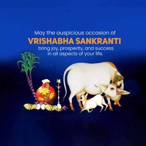 Vrishabha Sankranti festival greeting with cow and calf
