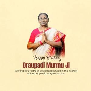 Draupadi Murmu Birthday Greeting Graphic For Telegram