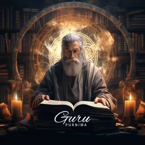 A digital painting of an old wizard with a long white beard reading a book surrounded by magical energy and candles.