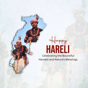 Hareli festival celebration with traditional performers and Chhattisgarh map