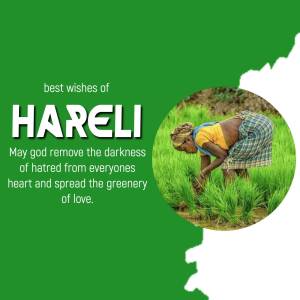 Woman planting rice seedlings with Hareli festival greetings