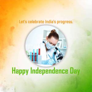 Scientist working in a lab with Indian flag background for Independence Day