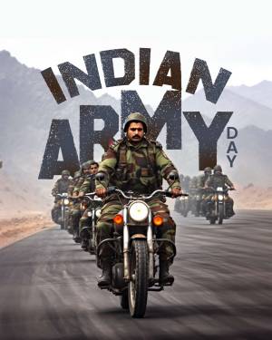 Indian Army soldiers on motorcycles riding through a mountainous landscape