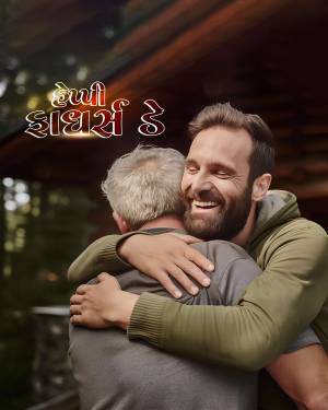 A heartwarming image of a son embracing his father on Father's Day.