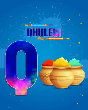 Colorful illustration of Dhuleti festival with pots of color and arrows
