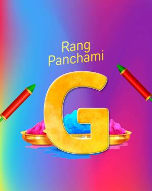 Colorful Rang Panchami graphic with letter G and holi colors