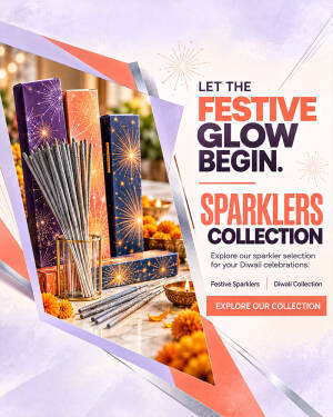 Diwali festive sparklers boxes with traditional marigold flowers and diyas