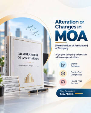 Professional document cover showing MOA for company compliance services