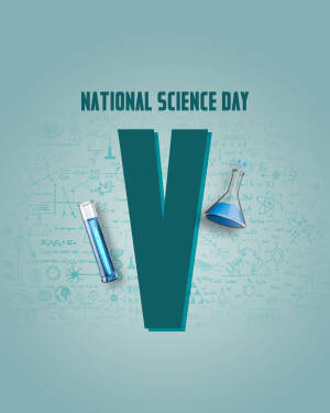 National Science Day graphic with science equipment and formulas