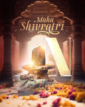 Maha Shivaratri festival image with a Shiv Lingam and decorative elements.