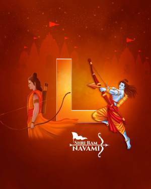 Illustration of Lord Rama with bow and arrow, celebrating Shri Ram Navami