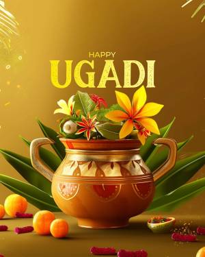 Happy Ugadi Celebration Promotional Banner For Telegram