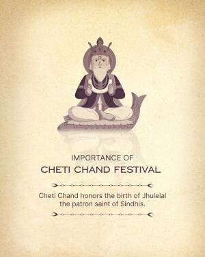 Illustration of Jhulelal, the patron saint of Sindh, celebrating Cheti Chand Festival