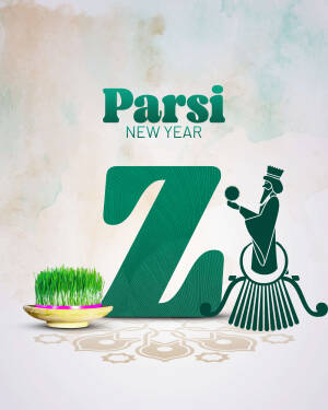 Parsi New Year greeting with the letter 'Z' and traditional elements